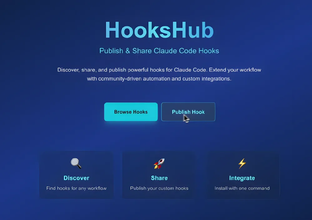 ตัวอย่าง Landing Page ของ HookHub ที่สร้างด้วย Claude Code ใน Workshop บทที่ 3